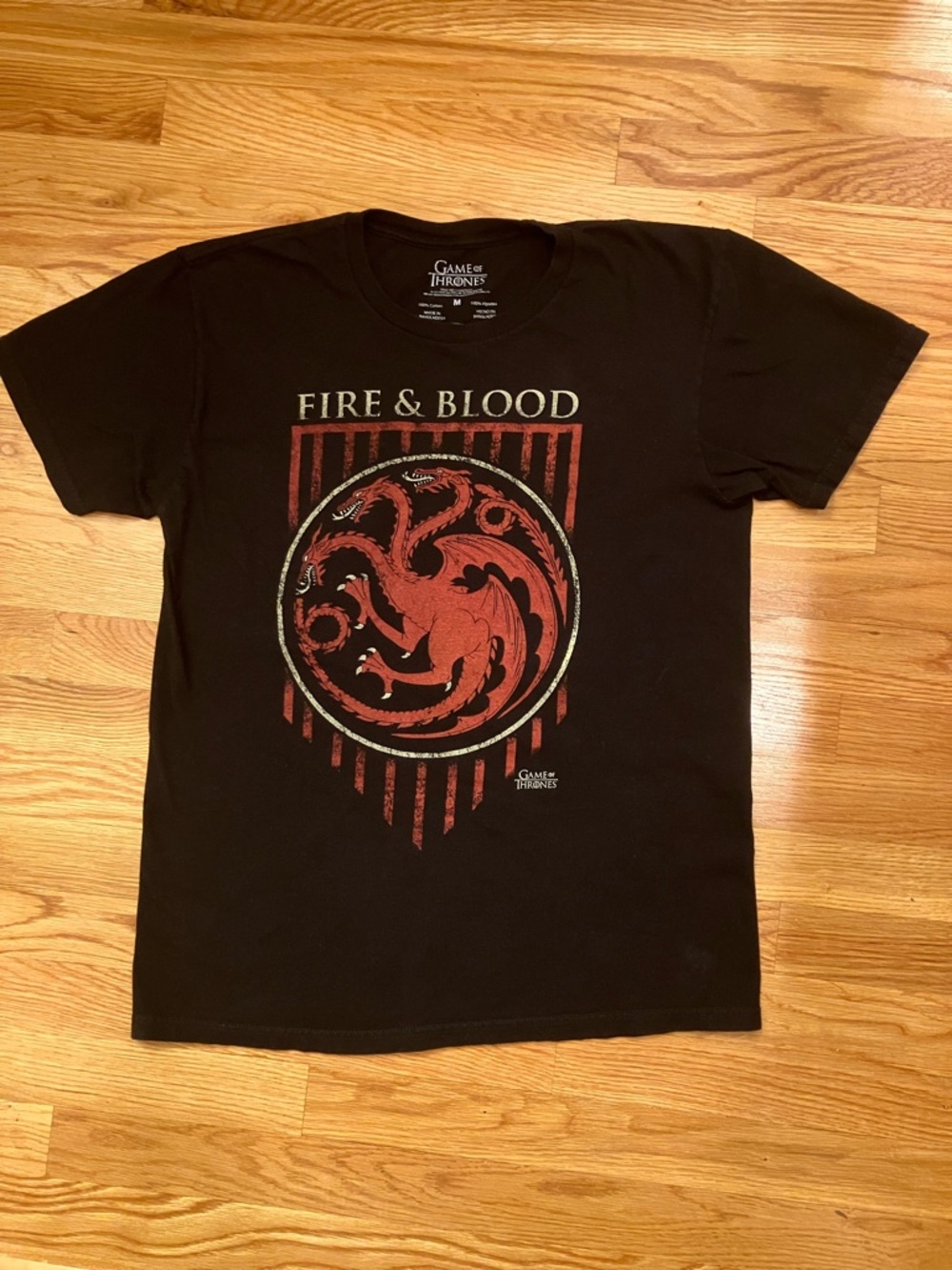 'Fire & Blood' Game of Thrones Medium Black Short-Sleeve Graphic Tee